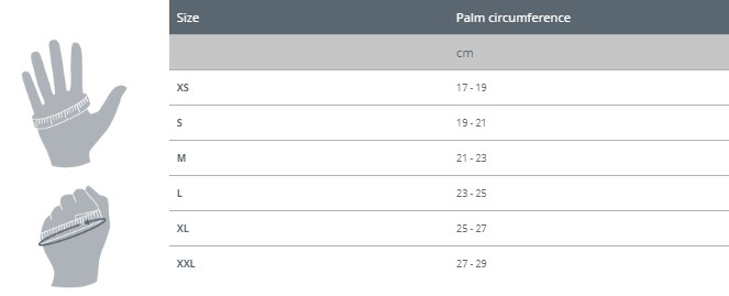 Fourth Element Xerotherm Wrist Warmer size chart